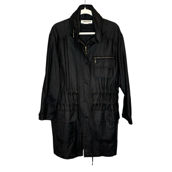 Sonia Rykiel Paris Linen Blend Trench Coat Black - Picture 1 of 11